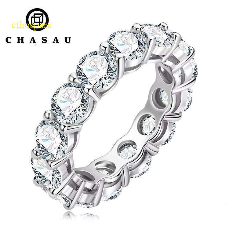 Hot Sale Classic 5mm 0.5CT Sterling Sier Personalized Moissanite Eternity Band Tennis Ring for Women