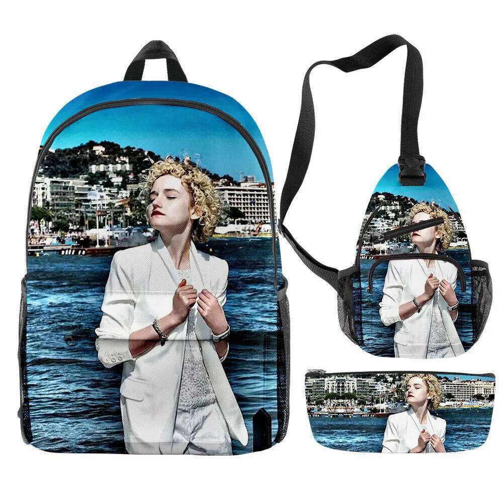 Novelty Cool Julia Garner 3D Print 3pcs/Set pupil School Bags Travel Laptop Backpack Chest Bag Pencil Case