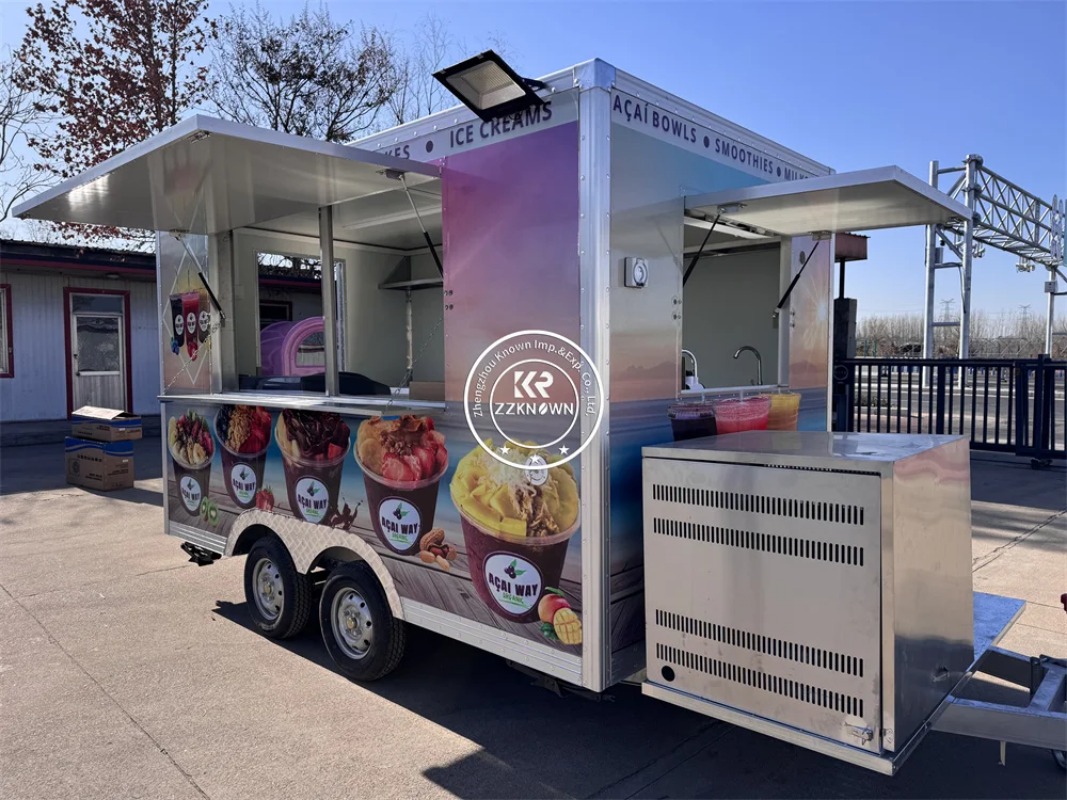 Fast Food Trailer Pizza Snack Cart Street Restaurant Catering Trailer Fully Equipped Concession Food Truck Mobile Ice Cream Cart