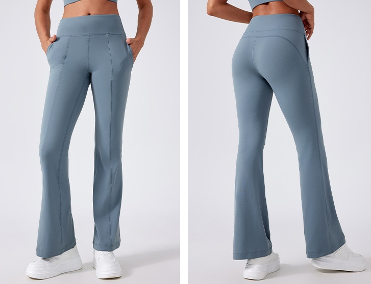 2025-- Women's High-Waist Flare Yoga Pants Comfortable Active Trousers with Concealed Back Pockets