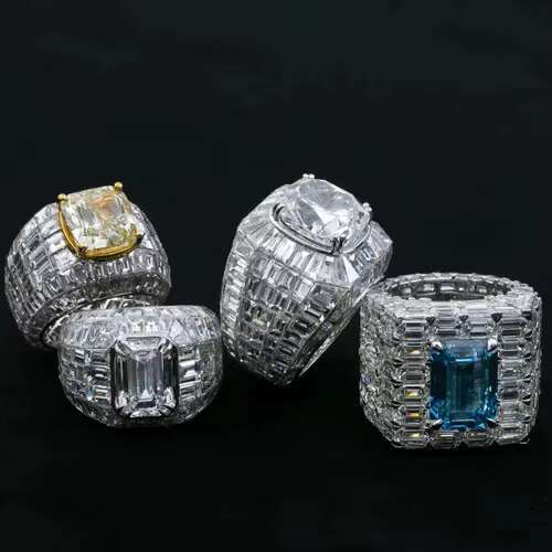 14k White Gold Ring Reasonable Price Real VVS Diamond Luxury VVS Moissanite Diamond Ring HipHop emerald Cut Diamond Ring