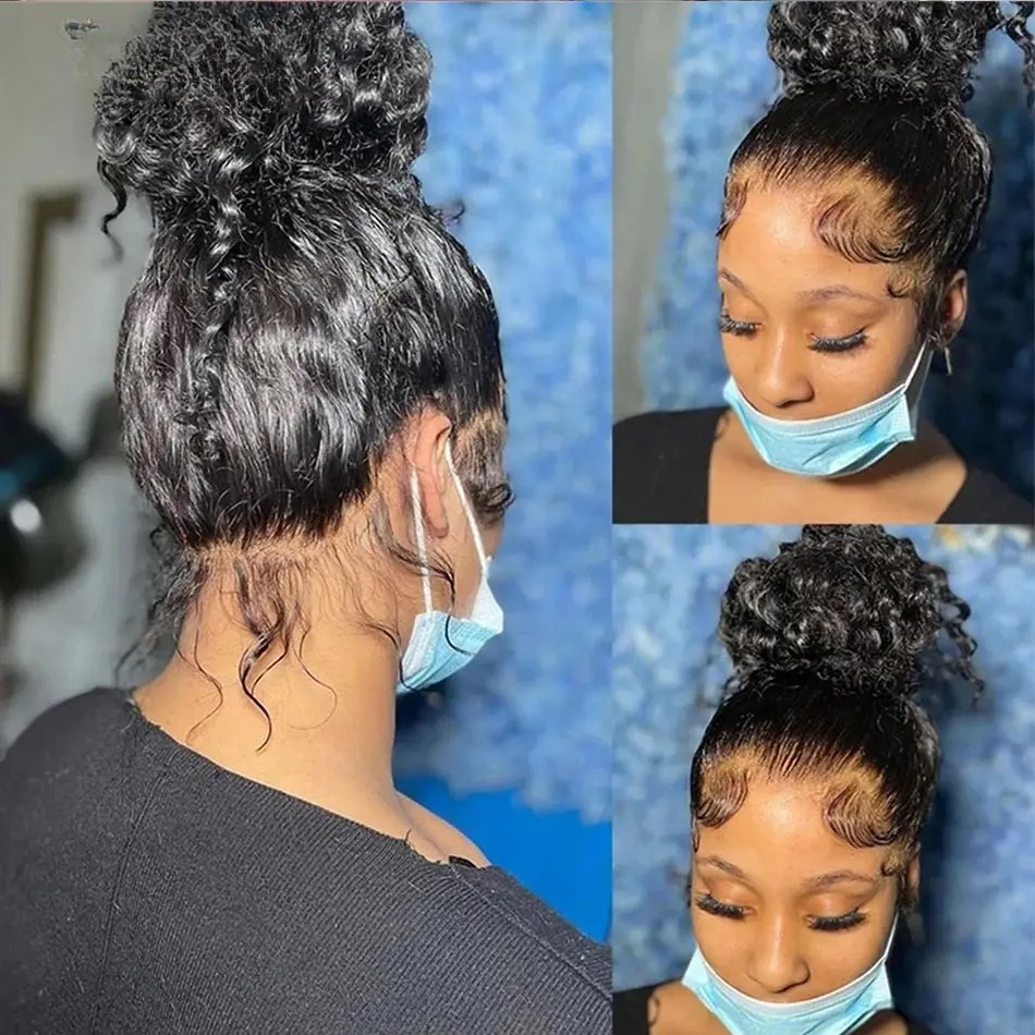 34 Inch Deep Wave Lace Frontal Wig 13x4 360 Hd Curly Human Hair Lace Front Wigs For Women Water Wave Pre Plucked Lace Wigs Synthetic Wig