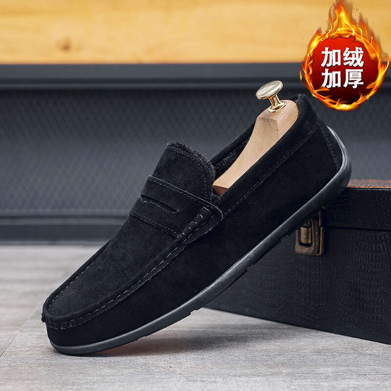 free shipping big size Winter Loafers with Cotton Lining Warmth, Men's Casual Shoes, Slip-On Loafers, One-Step-On Shoes for Men