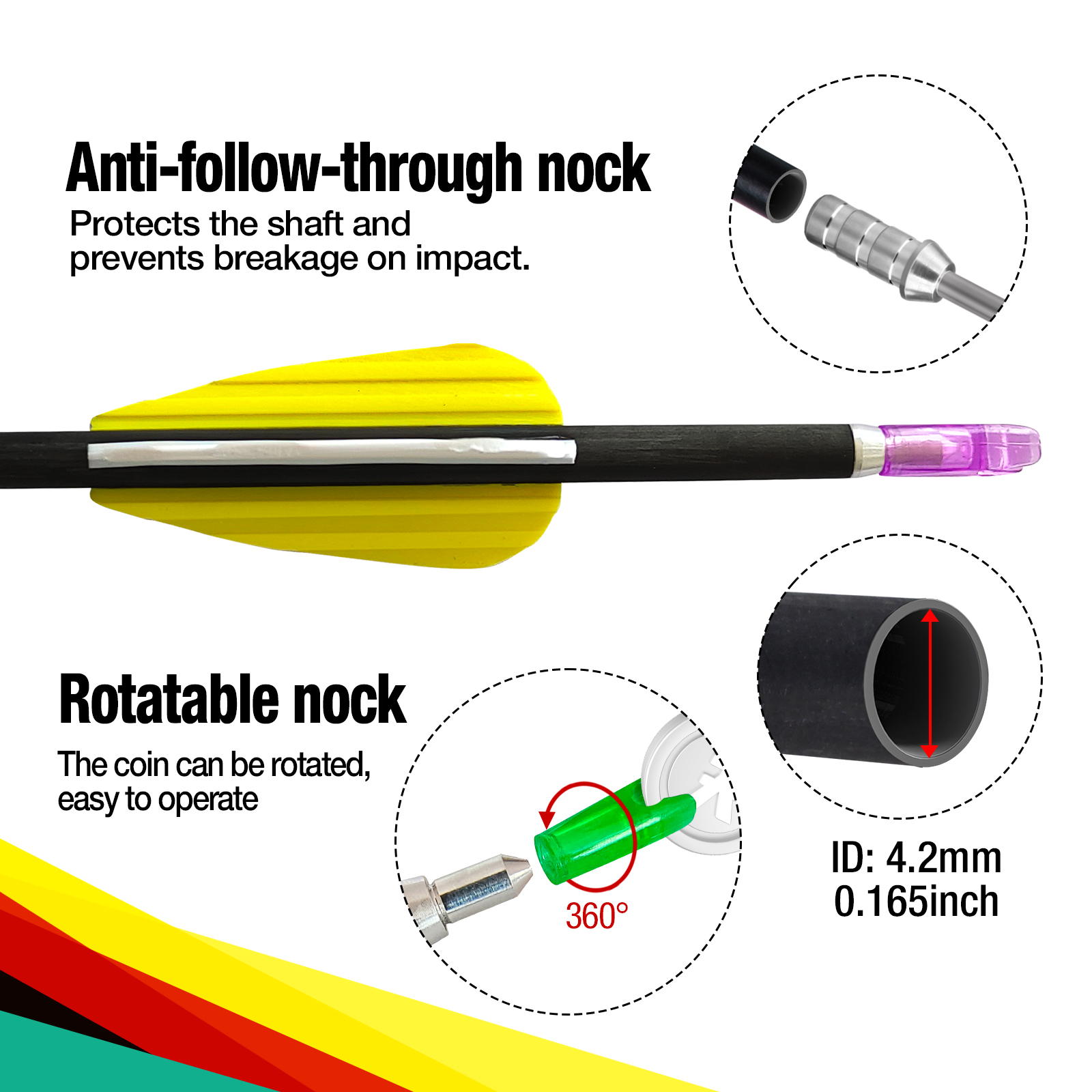 31inch Hunting Arrows without Arrowheads Carbon Archery Arrows 6Pcs 4.2mm Targeting Arrows for Recurve Bow & Compound Bow Spine 350-1500 NEW ARRIVAL