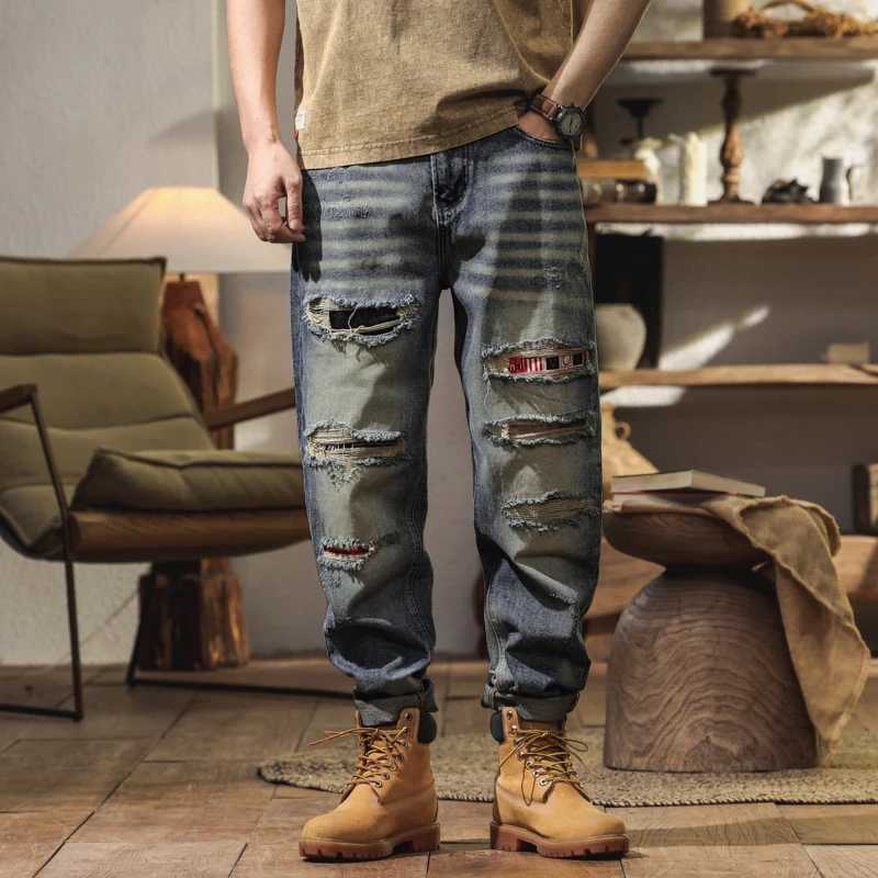 BYCL90 High Street new hole cut patch embroidery fashion tide loose cone hanging wear patch jeans man W250701 W250701