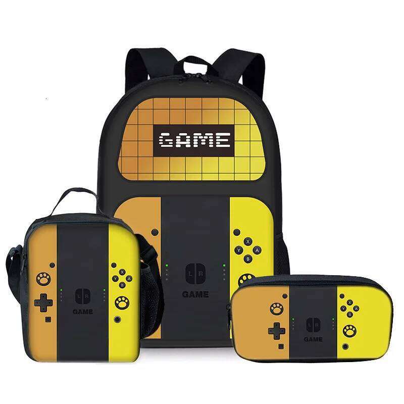 Fashion Novelty Cool games console 3D Print 3pcs/Set pupil School Bags Laptop Daypack Backpack Crossbody Lunch bag Pencil Case