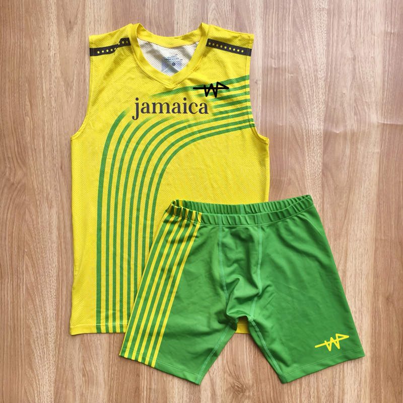 Jamaica Man Fast Running Track and Field Athlete Tight Vest Elite Runner Singlet Custom logo Suit Tank Top Singlet