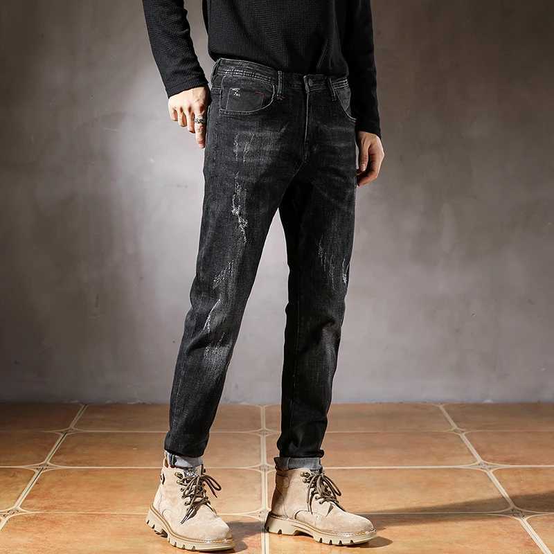 JXN839 New retro mens Slim small straight personality trend elastic small leg trousers high-end W250701 W250701