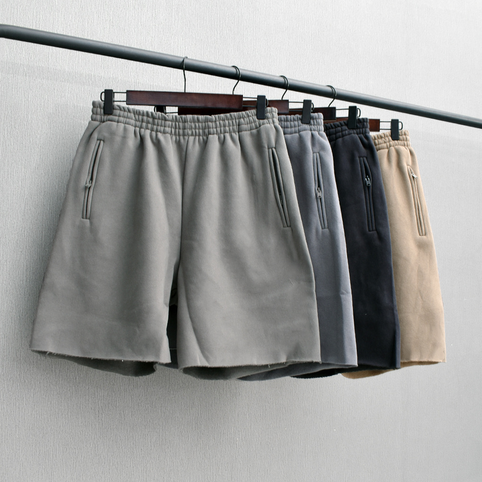 Hip Hop Washed Make Old High Quality Zipper Pockets Terry Cotton Solid Ye Breeches