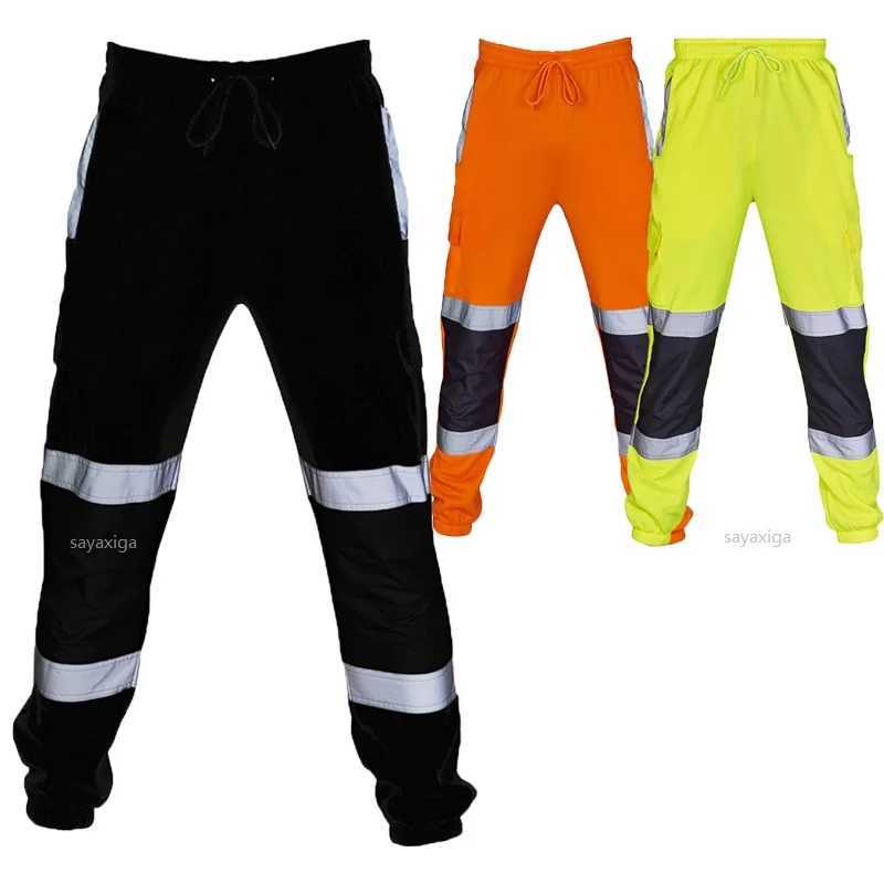 Reflective Stripes Pants Men Work Trousers Hi Vis Pants High Visibility Work Wear Pants Road Construction Safety Trousers L260526