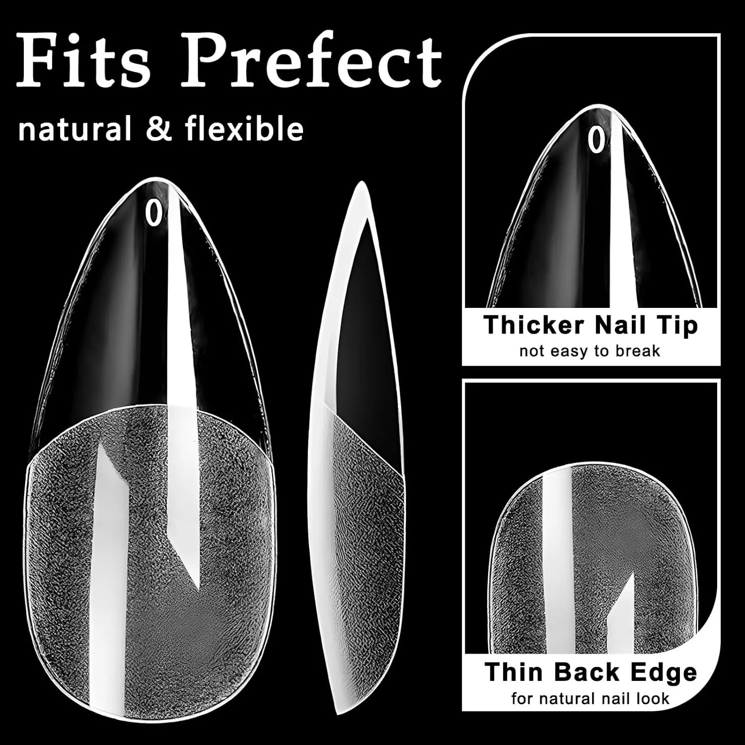 Medium 600pcs Almond Nail Tips Almond X Gel Nail Tips Clear Fake Nails Full Cover Acrylic Nails Tips for Extension Nail 250701