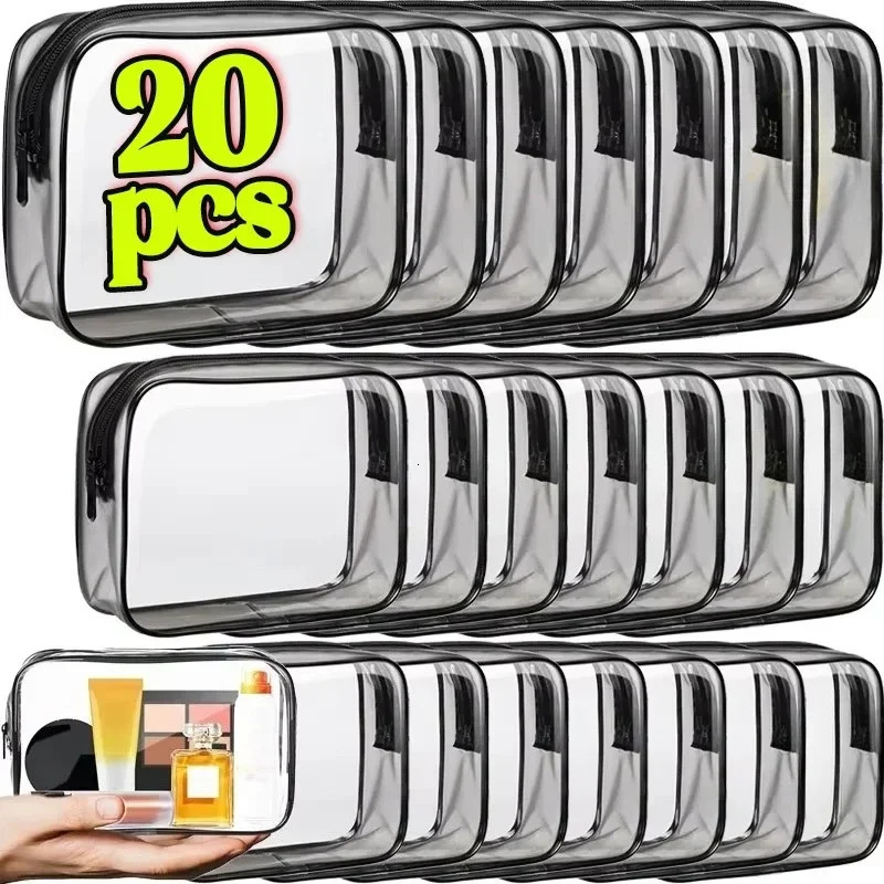 1/20pcs Transparent PVC Storage Travel Organizer Clear Makeup Bag Beautician Cosmetic Bag Beauty Case Toiletry Bag Wash Bags 250729