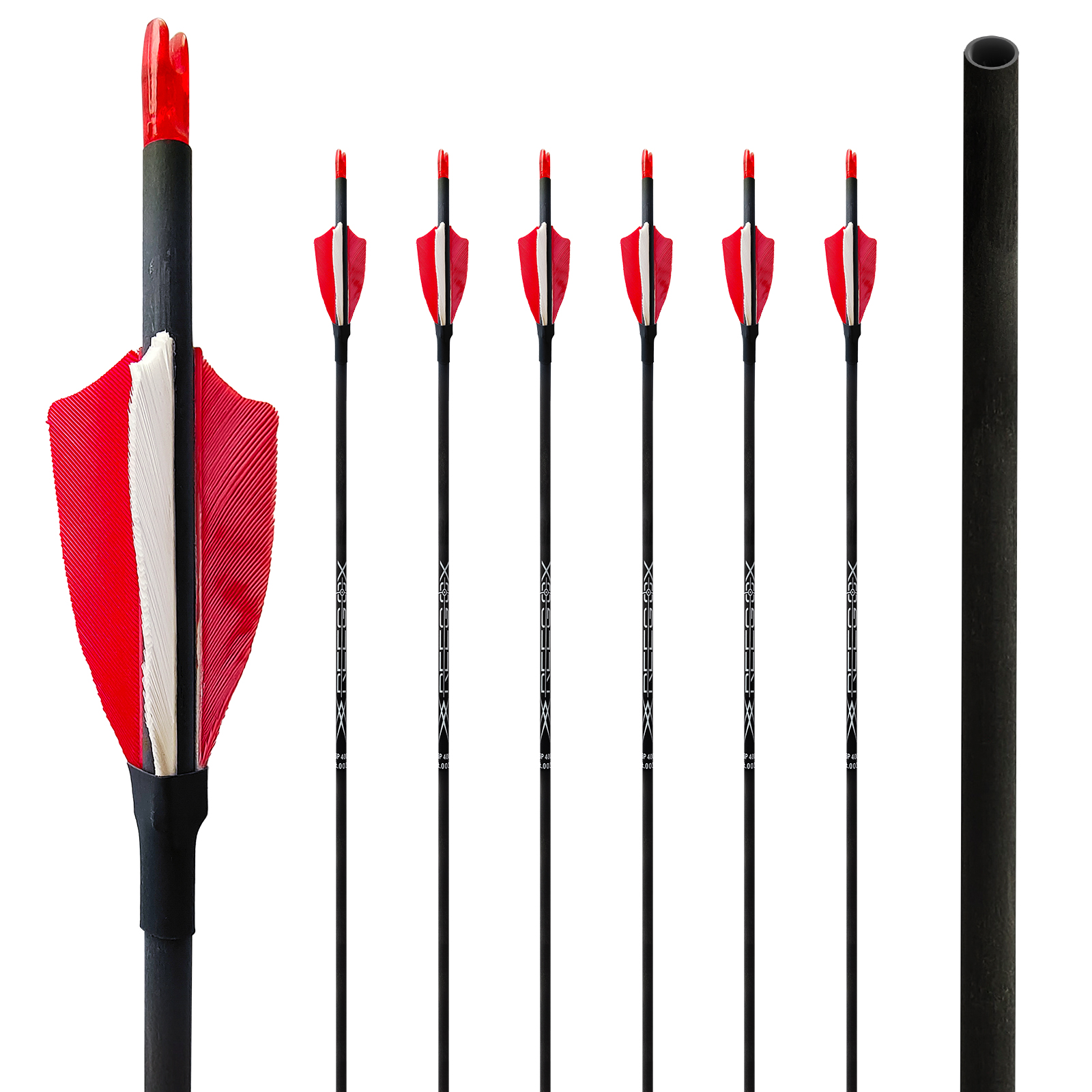 6Pcs Hunting Arrows 31inch without Arrowheads Turkey Feathers 4.2mm Carbon Archery Arrows Targeting Arrows for Recurve Bow & Compound Bow Spine 350-15