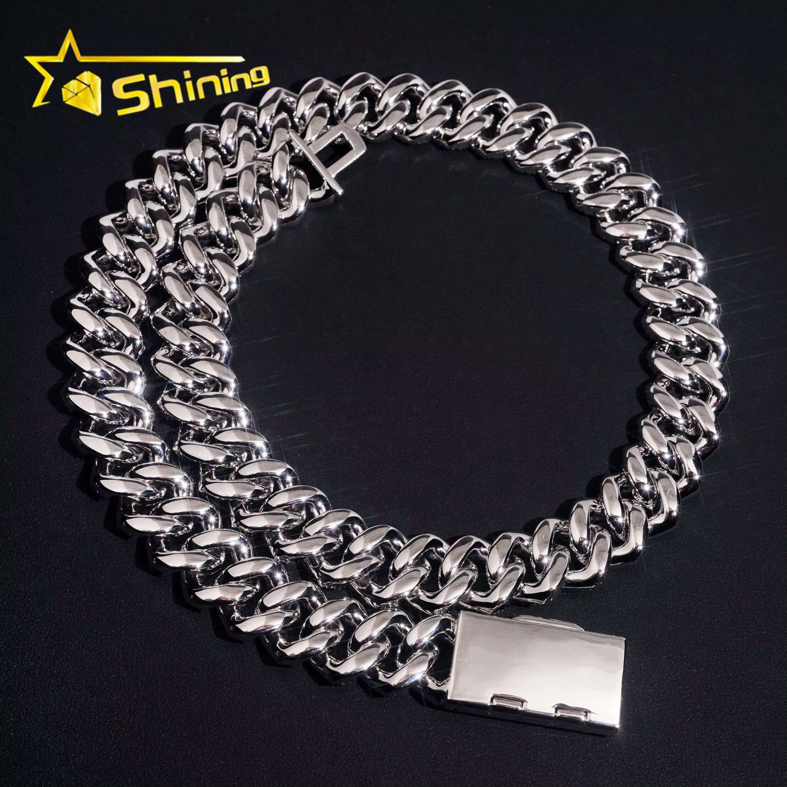 High-end Hip Hop Solid Heavy 20mm Width 3 Rows 925 Silver Iced Out Moissanite Diamond Cuban Link Chain