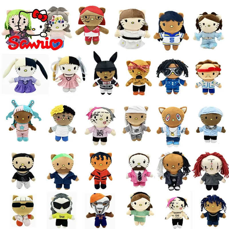 Sanrio Hello Kitty Tupac Mf Doom Kali Uchis LIL PEEP Plush Toy Doll with Clothes Stuffed Soft Plush Toys Fans Collect Giftsw250701