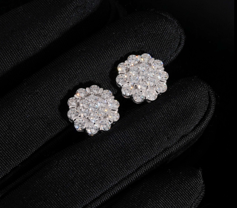 Fashion Jewelry Iced Out Diamond Hip Hop S925 Sterling Silver Men Moissanite Stud Earring