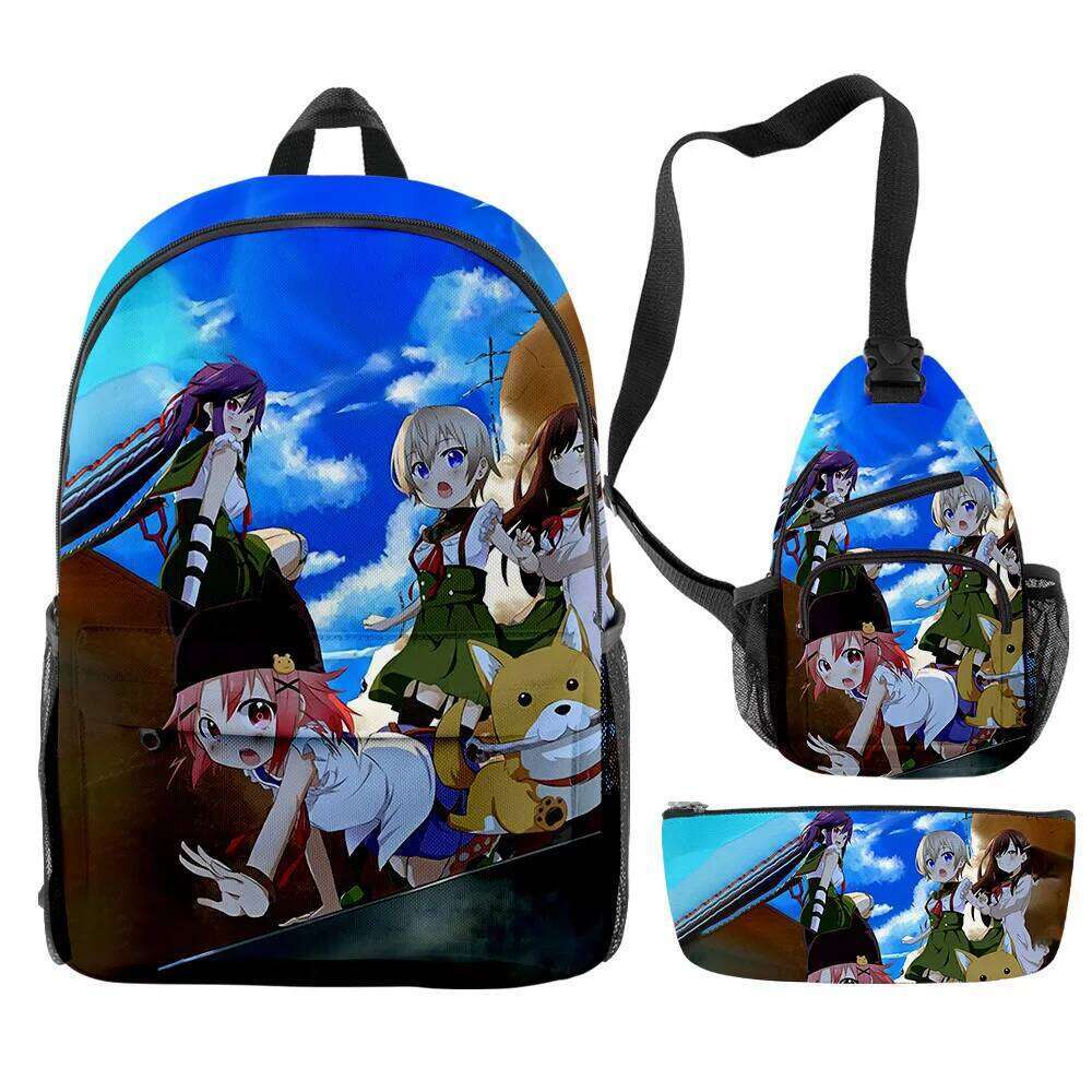 Novelty Cool School-Live 3D Print 3pcs/Set pupil School Bags Travel Laptop Backpack Chest Bag Pencil Case