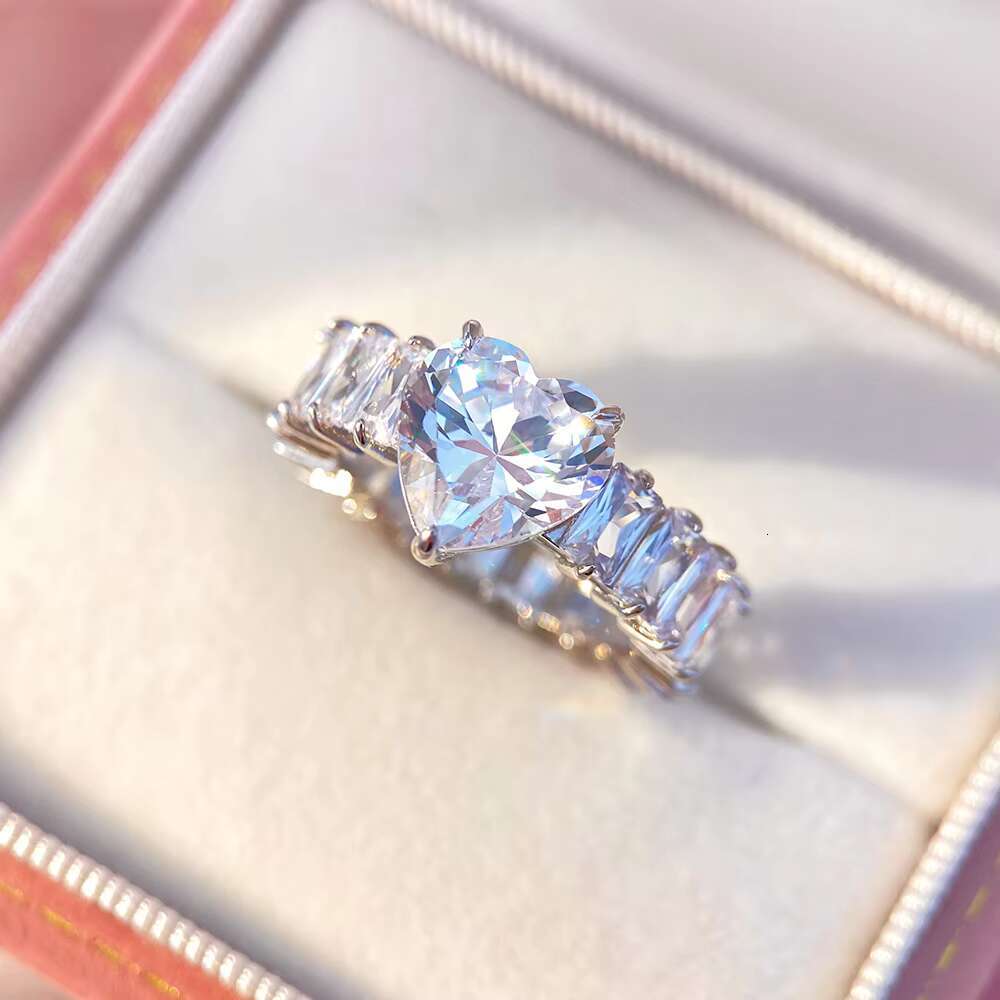 Best Sale Jewelry 925 Sterling Silver Ring Hot Selling Vintage Big Heart Zircon Engagement Rhodium 14K Gold Plated Wedding Bands