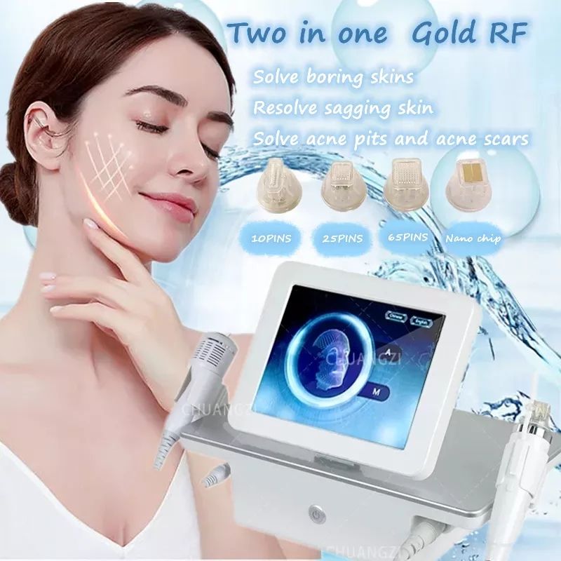 Gold Rf Microneedling Machine Highly Effective Anti-Aging Skin Tightening, Beauty Salon Acne and Scar Removal Equipment