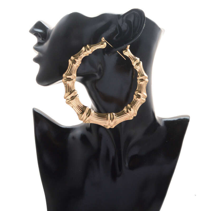 Exaggerated Gold Large Hoop Hip-Hop Street Dance Oversized Bamboo Knot Earrings