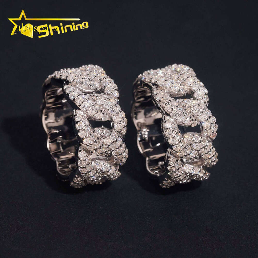 GRA Certificate Pass Dia Tester High Quality Sier Fine Jewelry Iced Out Hip Hop Moissanite Cuban Ring