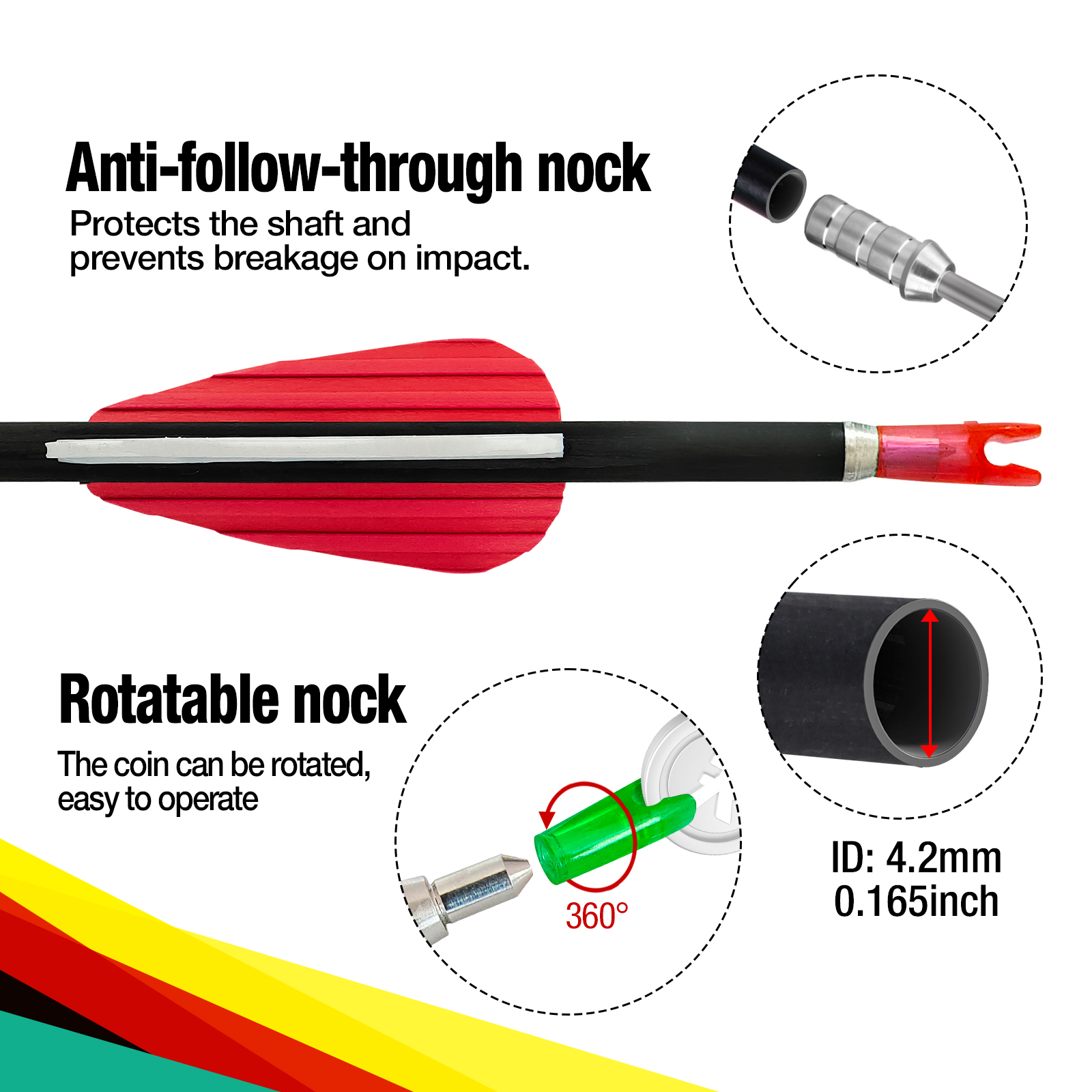 Carbon Archery Arrows without Arrowheads 31inch Hunting Arrows 4.2mm Targeting Arrows for Recurve Bow & Compound Bow Spine 350-1500 (6Pcs)
