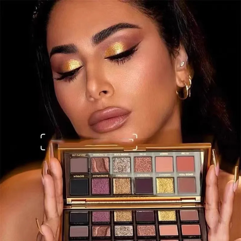 Golden 18 Color Eye Shadow Palette Pearl Rose Gold black punk style Pearlescent Flow Glitter Matte Eyeshadow Palette Makeup 250624
