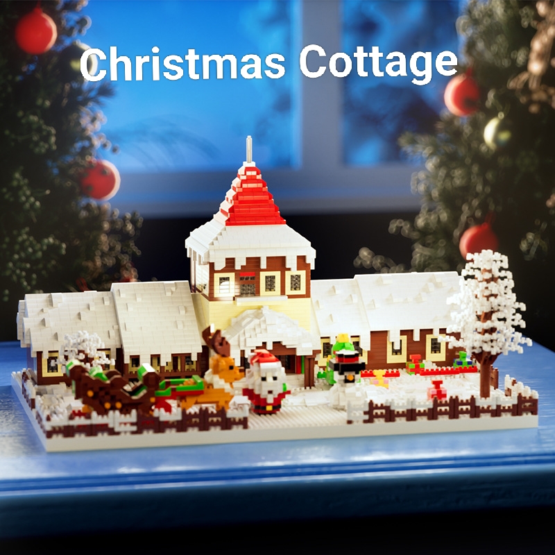 Christmas series building blocks micro-particle building block children's educational building toys Christmas children's gifts with box