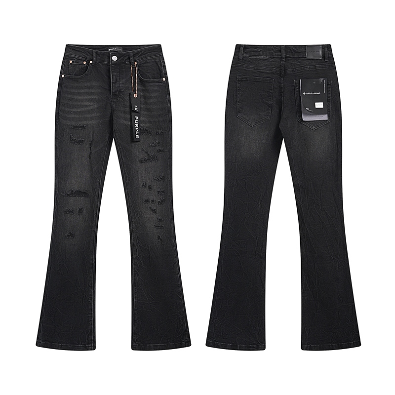 PU7011 Vintage Style Flared Worn-out jeans