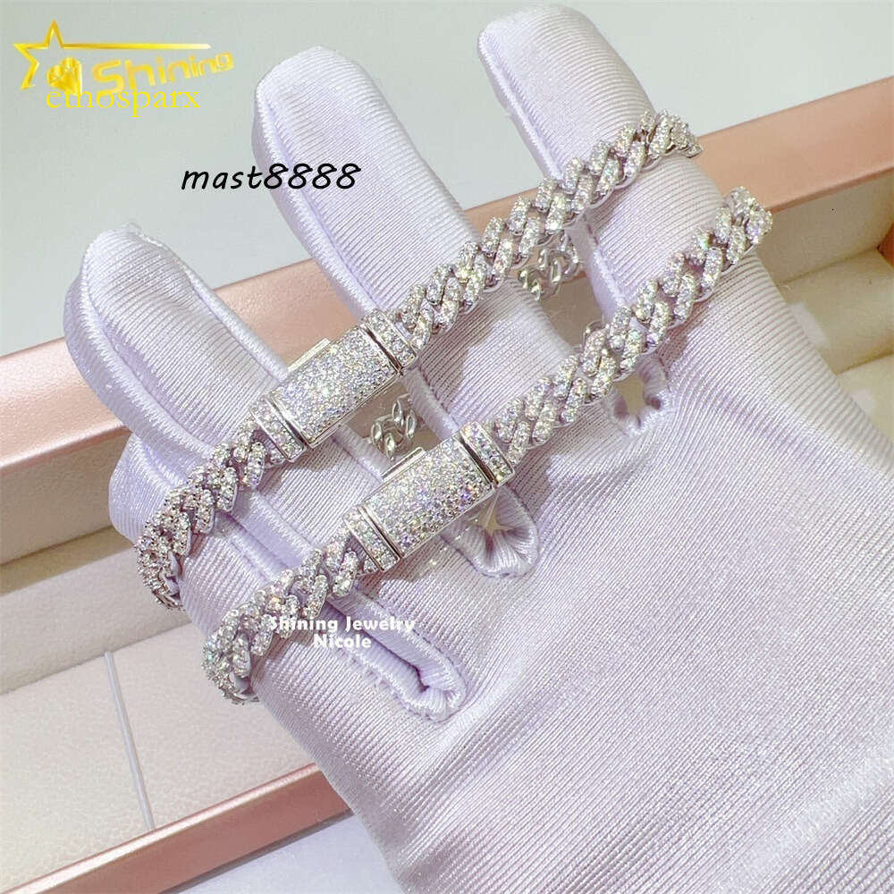 Wholesale Price Pass Dia Tester 6mm Link Chain Sterling Sier Moissanite Cuban Bracelets