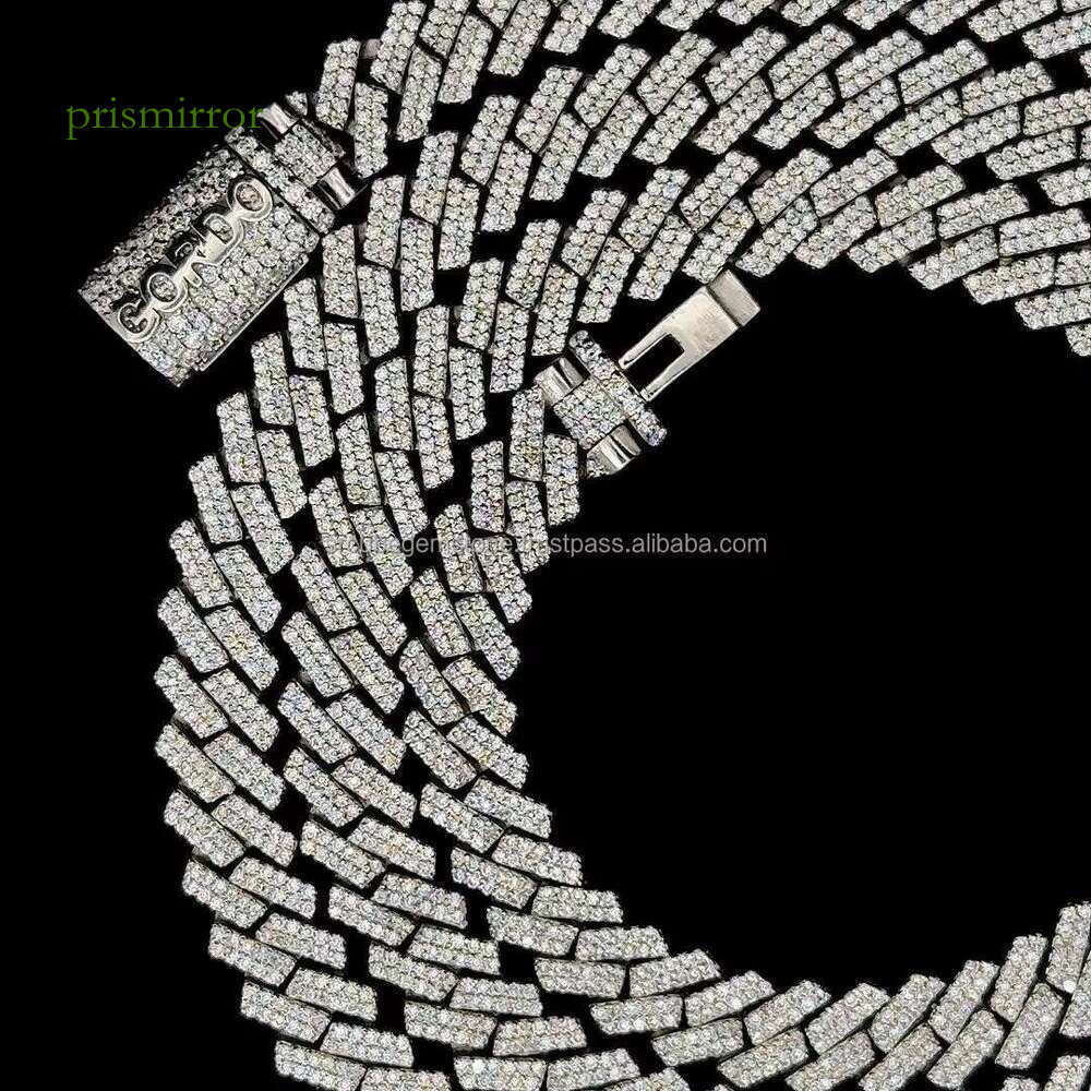 Bestselling pop rapper jewelry 10mm two row pure sier chilled hip-hop VVS1 moissanite Miami Cuban link and bracelet