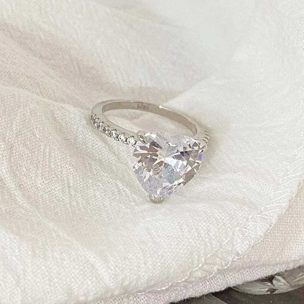 Ready to Ship FOXI Jewelry 5A High Quality Big Heart CZ Ring Women Fine Jewelry 925 Silver Pink Heart Shape Cubic Zircon Rings