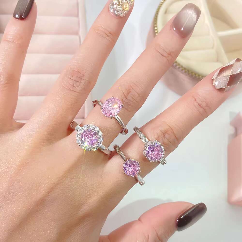 925 Sterling Silver Trendy Female Ring Classic Fashion Versatile Bow Diamond Flower Heart Zircon for Engagement Party 14K