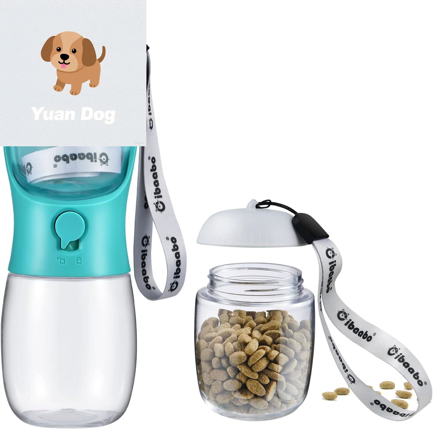 free shipping Bottle with Food Container, Travel Puppy Water Bowl, Portable Pet Dispenser, Cat Walking and Hiking Dog Gift