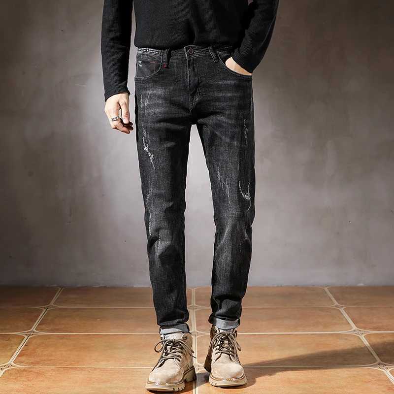 JXN839 New retro mens Slim small straight personality trend elastic small leg trousers high-end W250701 W250701