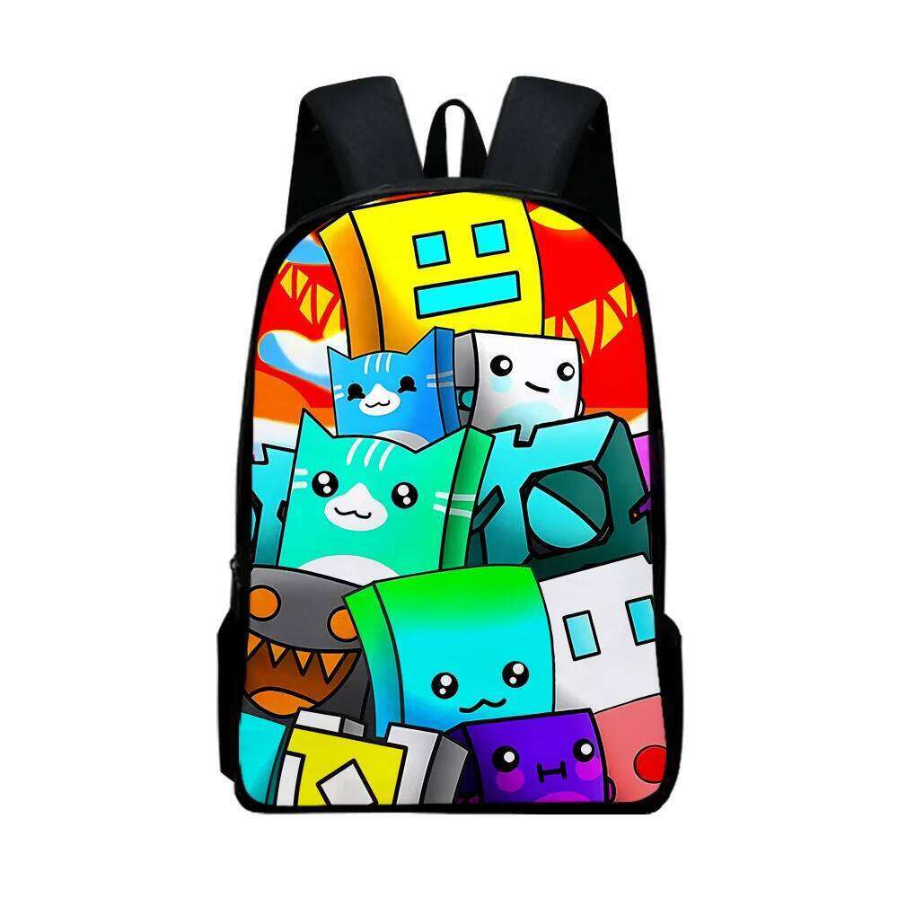 Fashion Novelty Cool Geometry Dash Notebook pupil School Bags 3D Print Oxford Waterproof Boys/Girls Laptop Backpacks