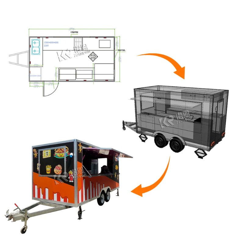 Retro Customization Fully Equipped Food Trailer USA Standard Mobile Snack Food Truck for Wedding Receptions