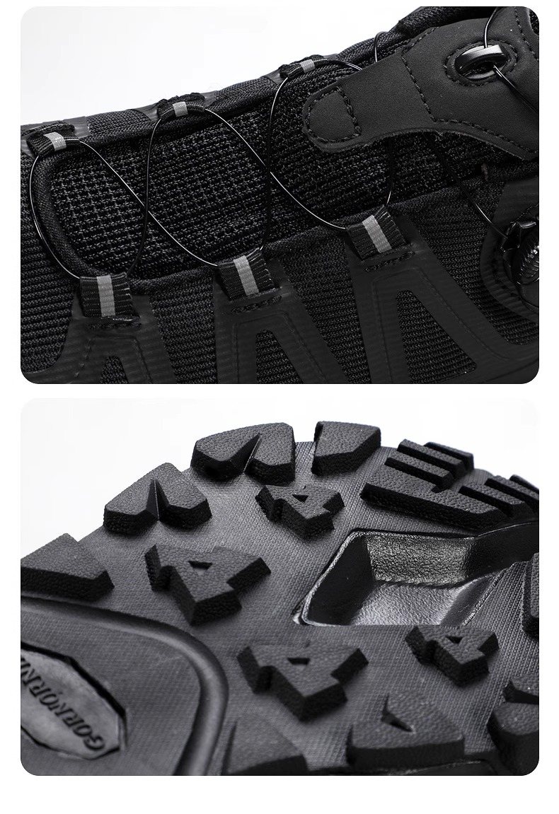 Men's breathable hiking shoes; outdoor sports shoes with thick soles, wear-resistant, anti-skid, cross-country running shoes, trekking