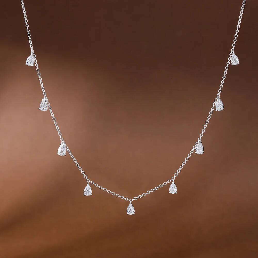 GRA Certified 0.5carat Pear Cut Moissanite Dia Necklaces for Women Sterling Sier Neck Chain Waterdrop Shape Choker