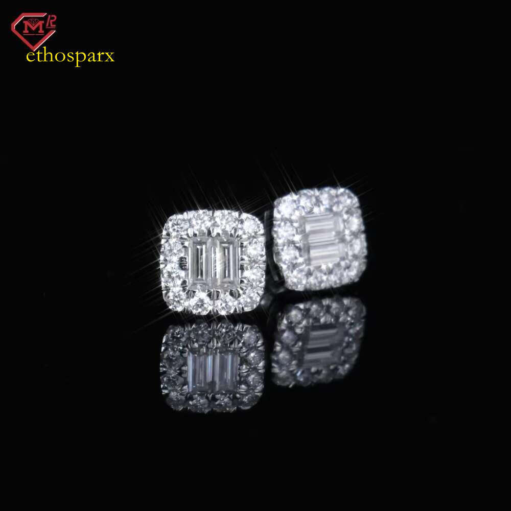 Elegant Iced Pure Sier Platinum Gold Plated Screw Back Silica Earrings