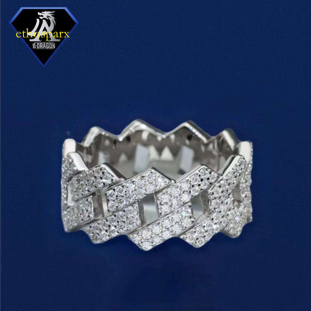 3.79ct men's Vvs Mosinate ice out charm jade cut silver engagement ring
