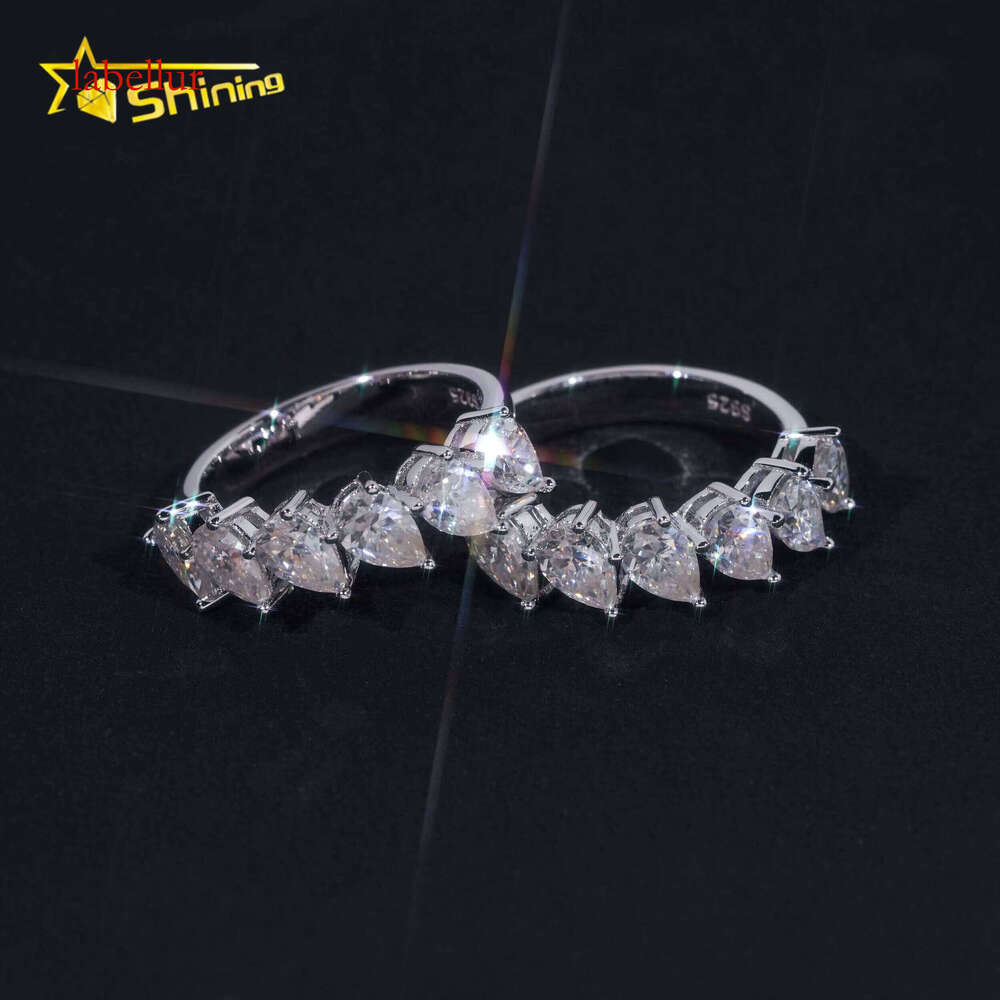 Fast Shipping Price Sterling Silver Half Eternal Pear 4 * 6mm VVS Silicon Stone Ring