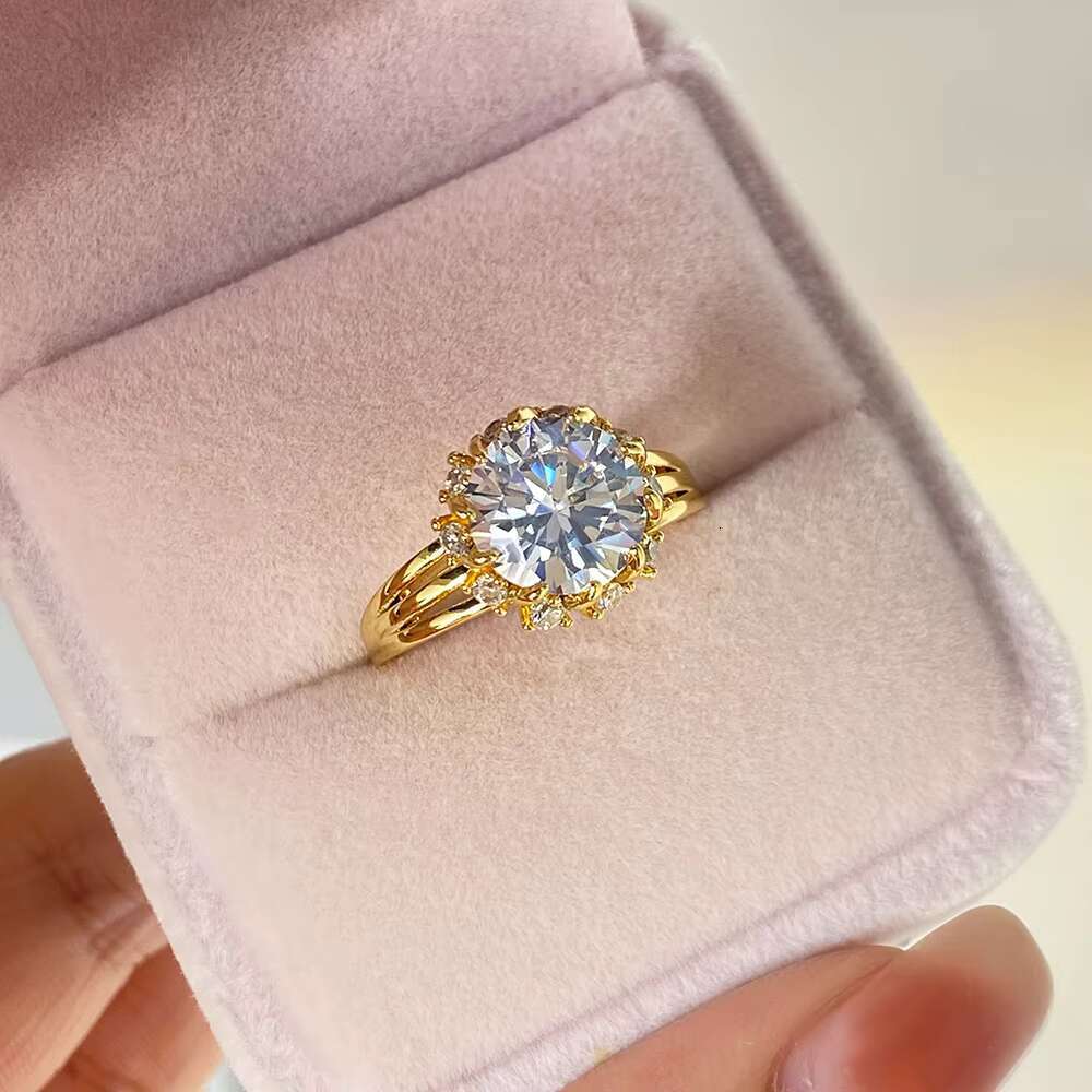 Hot Selling Ladies Elegant 925 Silver Rings Stunning Jewelry with Zircon Gold Plated for Wedding Gift-New Jewelry Manufacturer