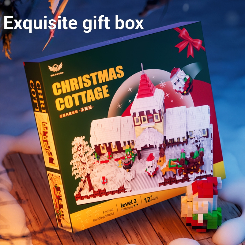 Christmas series building blocks micro-particle building block children's educational building toys Christmas children's gifts with box