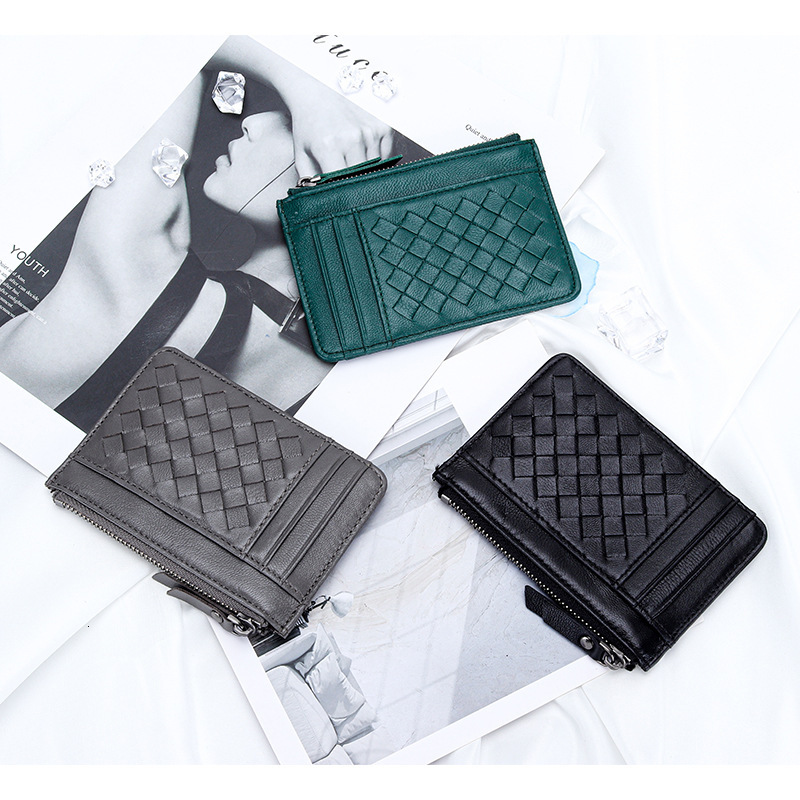 Card Holder Small Luxury Wallet Designer Wallet Women's Sheepskin Woven Ultra-thin Coin Purse Foreign Trade New Multi-functional Integrated ID Ho