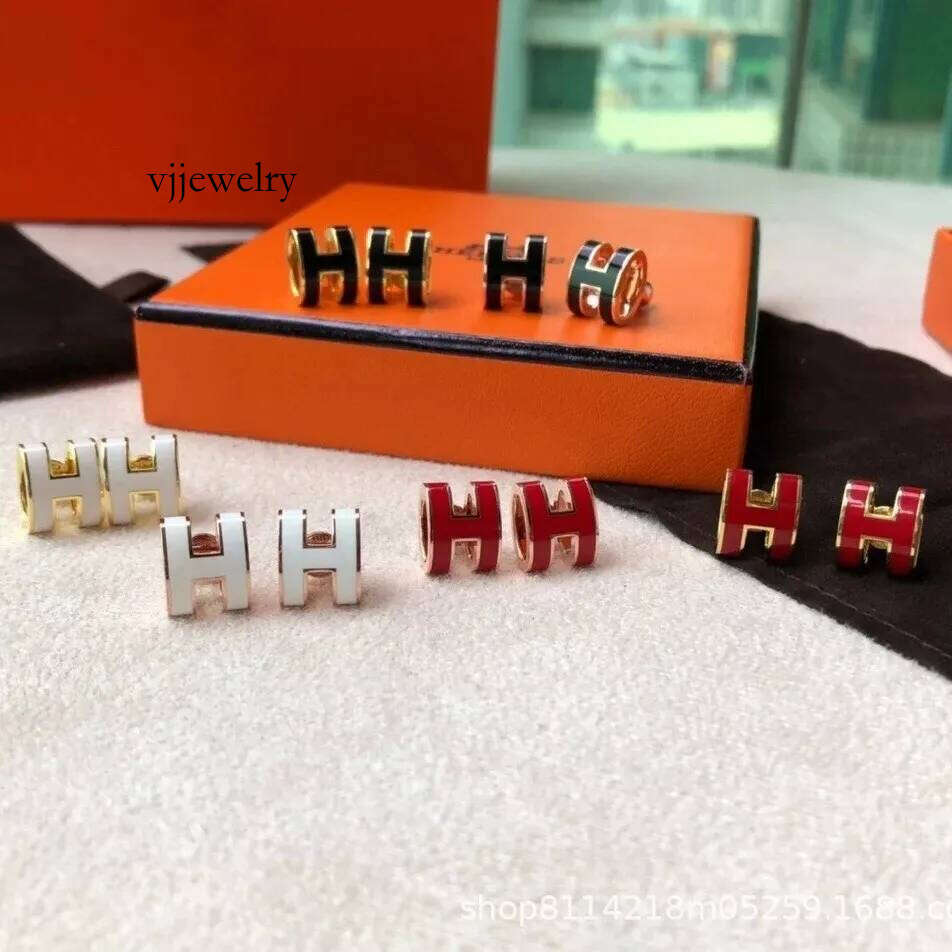 woman H Designer Brand Stud High Quality Fashion Letter Gold Plated Crystal Earring Party Wedding Earrings Jewelry, No box