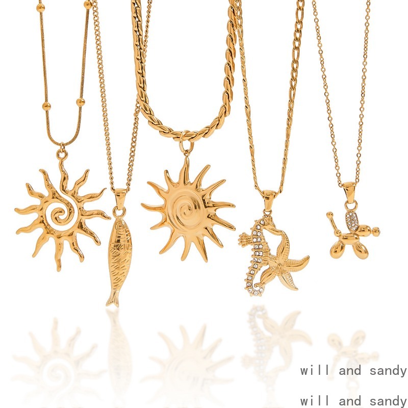 Non Tarnish 18k Gold Plated Boho Conch Shell Starfish Necklace Multilayer Wrap Choker Chains Necklaces Summer Beach Jewelry for Women Birthday Anniver