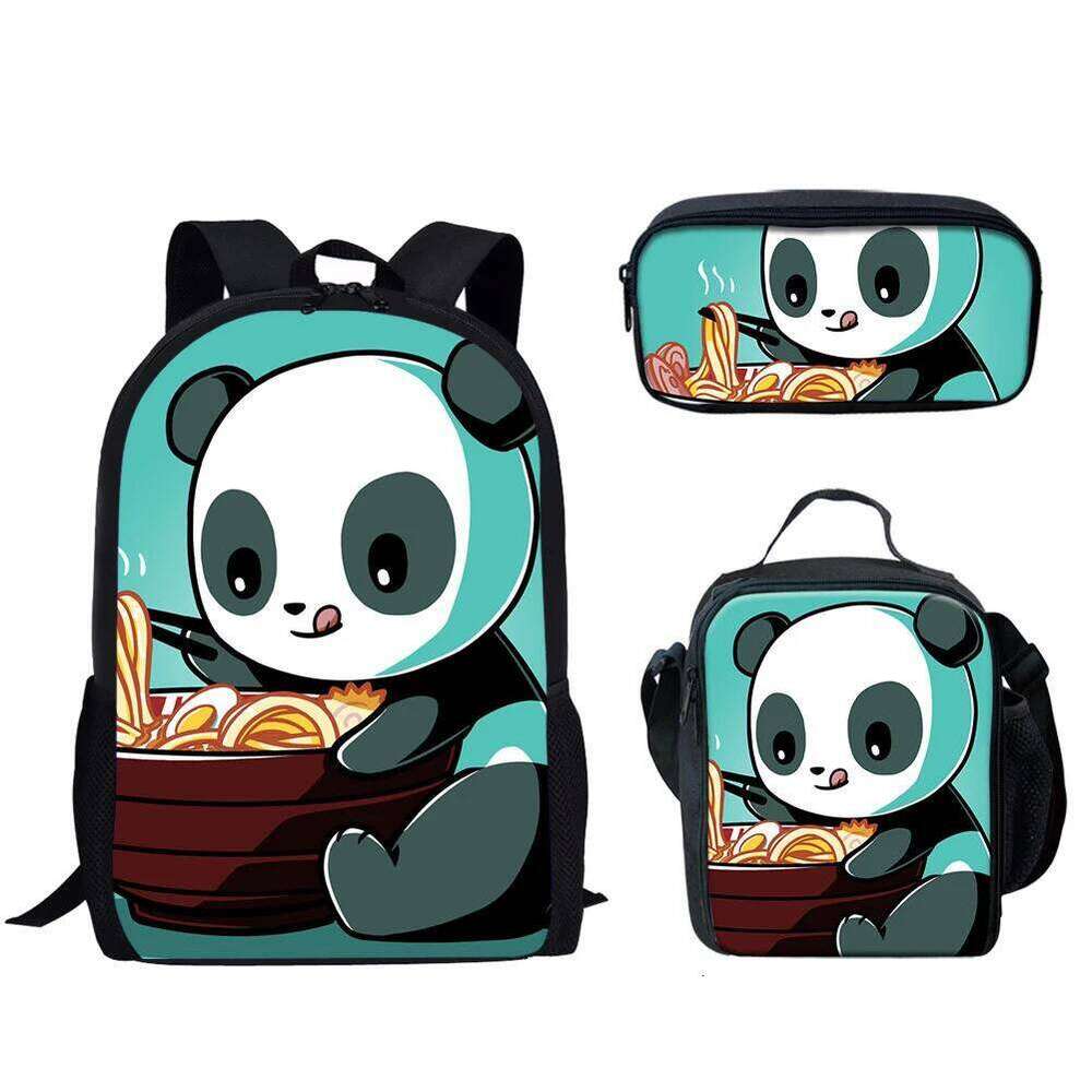 Fashion Novelty Cool Panda 3D Print 3pcs/Set pupil School Bags Laptop Daypack Backpack Lunch bag Pencil Case
