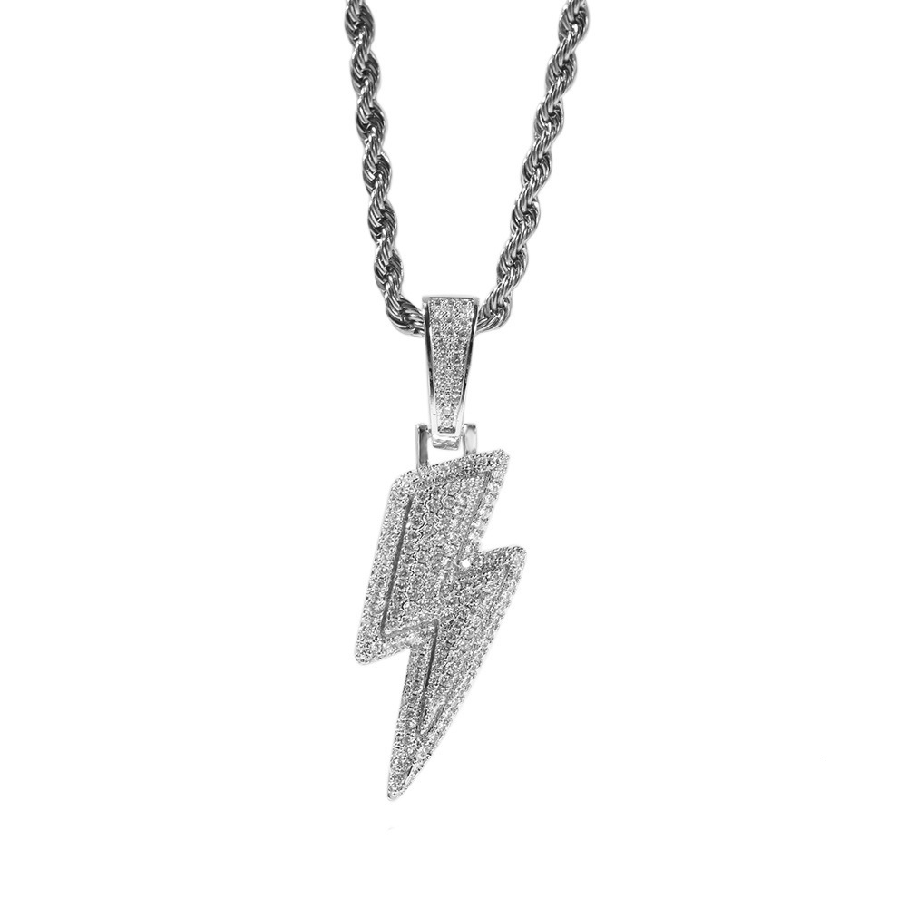 Luxury Jewelry High Quality Hip Hop Lightning Pendant Necklace Iced Out Minimalist Versatile Unisex Moissanite Pass the diamond tester