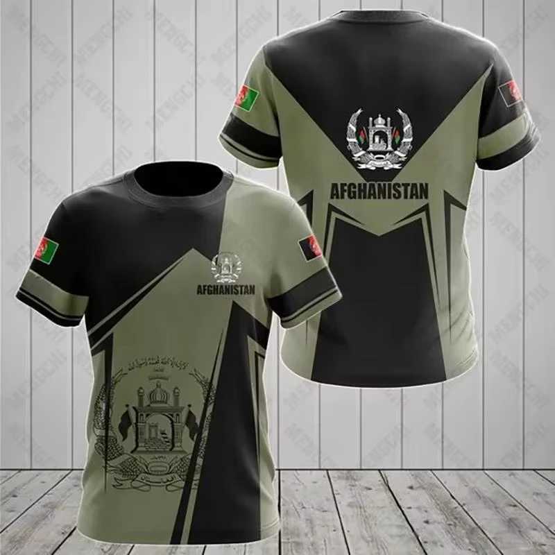 2025 Summer New Afghanistan Flag and Emblem Pattern T-shirt 3D Mens Fashion Round Neck Breathable Short Sleeve Large Top z250701V2U0